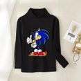 thumbnail image 3 of Camiseta de manga larga con estampado de Sonics para mujer, de color puro, de algodón, informal, con dibujos animados bonitos, de anime, transpirable y absorbente de sudor para niños, 3 of 5