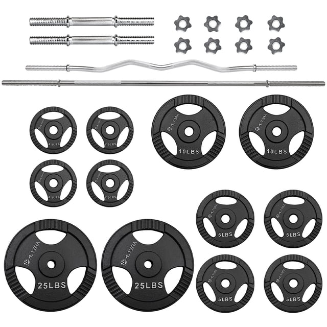 Kit de Pesas ALTERA Combo No. 25 Barra Recta Barra Z Par de Mancuernas 100 Lbs