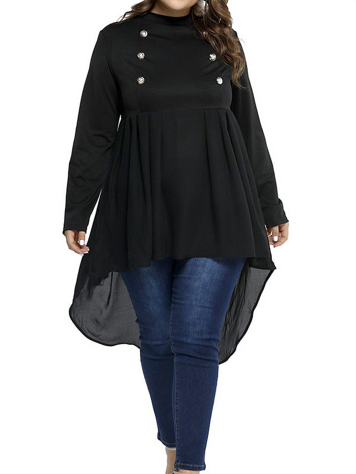  Plus Size Black High Low Tops