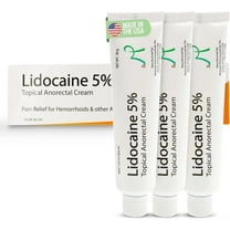 Maximum Strength 5% Lidocaine Hemorrhoid Treatment Cream for External and Internal Hemorrhoids Treatment Burn Itch Pain Relief Topical Anorectal Cream - 30 Gram Tube Made in USA 3PK