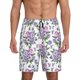 thumbnail image 1 of Balery Violets Flowers Pantalones cortos de pijama de punto de algodón para hombre con cinturilla y bolsillos-Large, 1 of 6