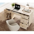 thumbnail image 5 of WAMPAT Home Office Furniture Set, 58" Executive Desk with Charging Station and Cabinet, 3-Column 71" Tall Bookcase with Doors and Adjustable Shelves for Living Room,Natural Oak, 5 of 10