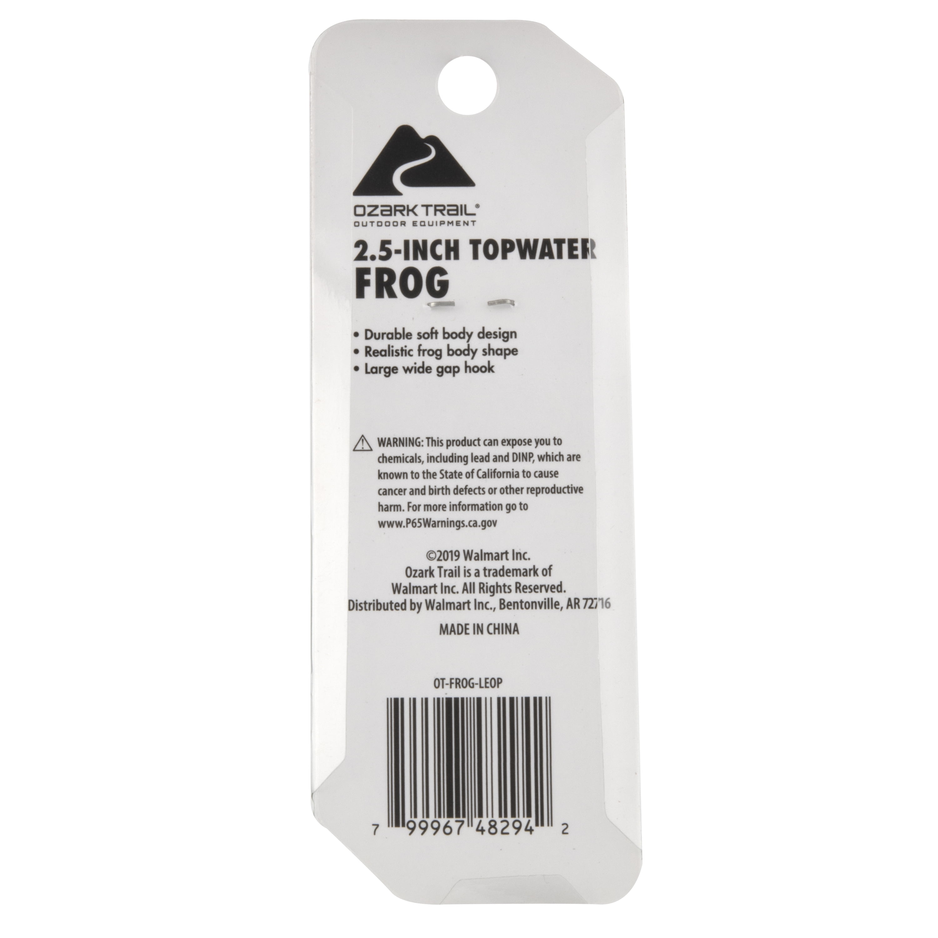 (3 pack) Ozark Trail 2.5" Topwater Frog Lure for Bass Fishing, Bass
