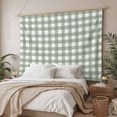 thumbnail image 3 of Sage Green Buffalo Plaid Tapestry for Bedroom Wall Hanging Tapestry, Farmhouse Green White Checkered Ceiling Backdrop Tapestries Poster Blanket Wall Decor for Teens Room Living Room Dorm 59" x 90", 3 of 8