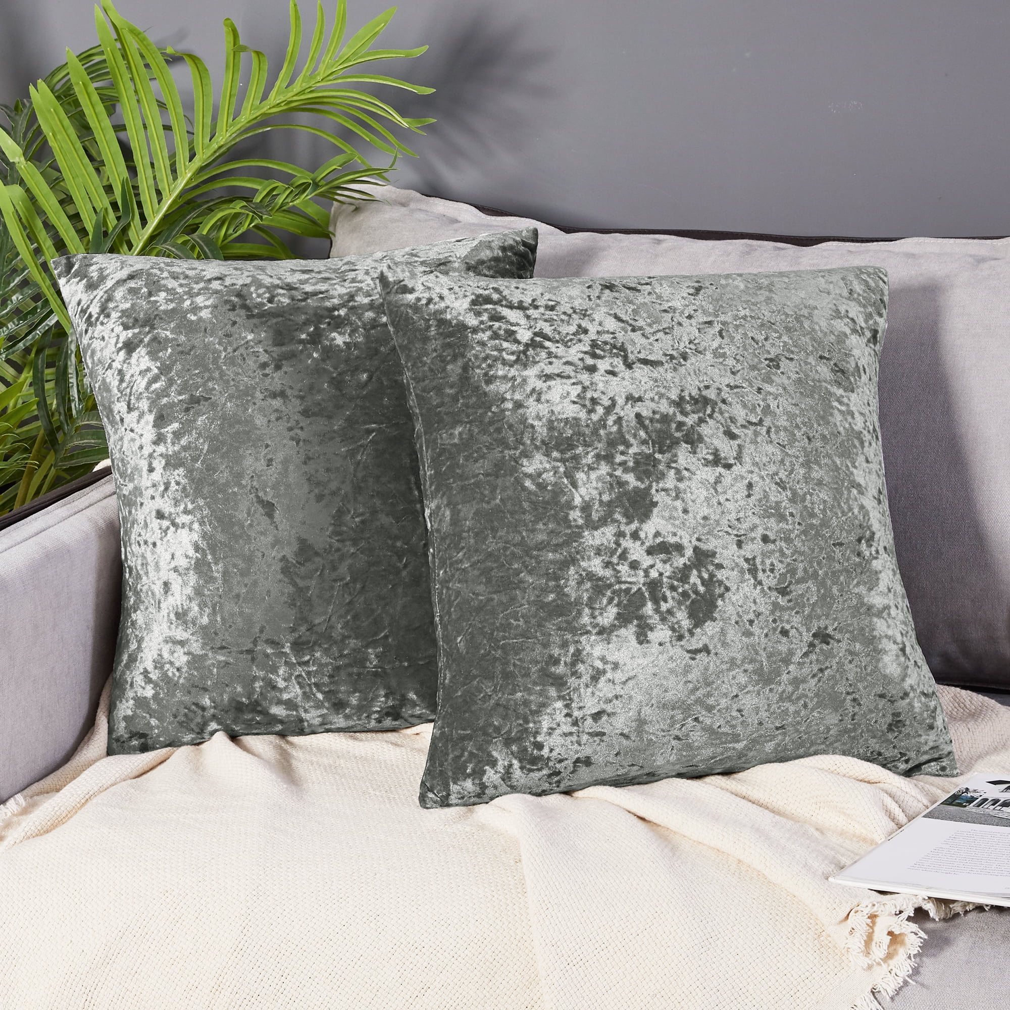 Deconovo Decorative Crushed Velvet Cushion Covers Square Throw Pillow