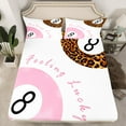 thumbnail image 2 of Manfei Pink Billiard Queen Sheet Set,Girls Ball Gamer,Leopard Print,4-Piece Breathable, 2 of 7