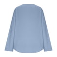 thumbnail image 7 of VBVC Women's Cotton Linen V Neck Button Blouse, Ladies' Loose Fit Long Sleeve Top, Casual Work Office Tunic Shirt For Women, Blue , S-2XL, 7 of 7