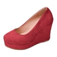 thumbnail image 1 of DAFEI Chaussures de Mariage pour Femmes en Suède à Talon Compensé Confortable, Bout Rond, Plusieurs Couleurs Disponibles, Semelle Épaisse Durable, Chaussures Habillées pour Dames, 1 of 8