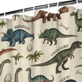 thumbnail image 3 of Beige Cartoon Dinosaurs Names Pattern Shower Curtain 36"x72" ,Bathroom Decorative Shower Curtains Set with 12 Hooks,Modern Waterproof Washable Shower Curtain, 3 of 6