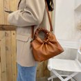 thumbnail image 4 of Sywqhk Bolso Bandolera De Hombro De Pu De Color Sólido Plisado Retro Para Mujer (Marrón) Sywqhk Para estrenar, 4 of 8