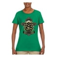 thumbnail image 2 of Brotherhood Biker Motorcycles Cross and Skull Pop Culture Womens Graphic T-Shirt, Kelly, 3XL, 2 of 3
