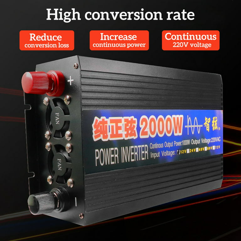 3000W 12V Pure Sine Wave Off Grid Solar Home Use Inverter 3000 Watt 12 Volt Battery Power CONVERTER2 AC Outlets Car Adapter with LCD Display Screen,ZX