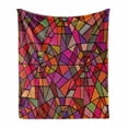 thumbnail image 1 of Abstract Soft Flannel Fleece Throw Blanket, Mosaic Style Stained Glass Fractal Colorful Geometric Triangle Forms Image, Cozy Plush for Indoor and Outdoor Use, 50" x 70", Multicolor, by Ambesonne, 1 of 6