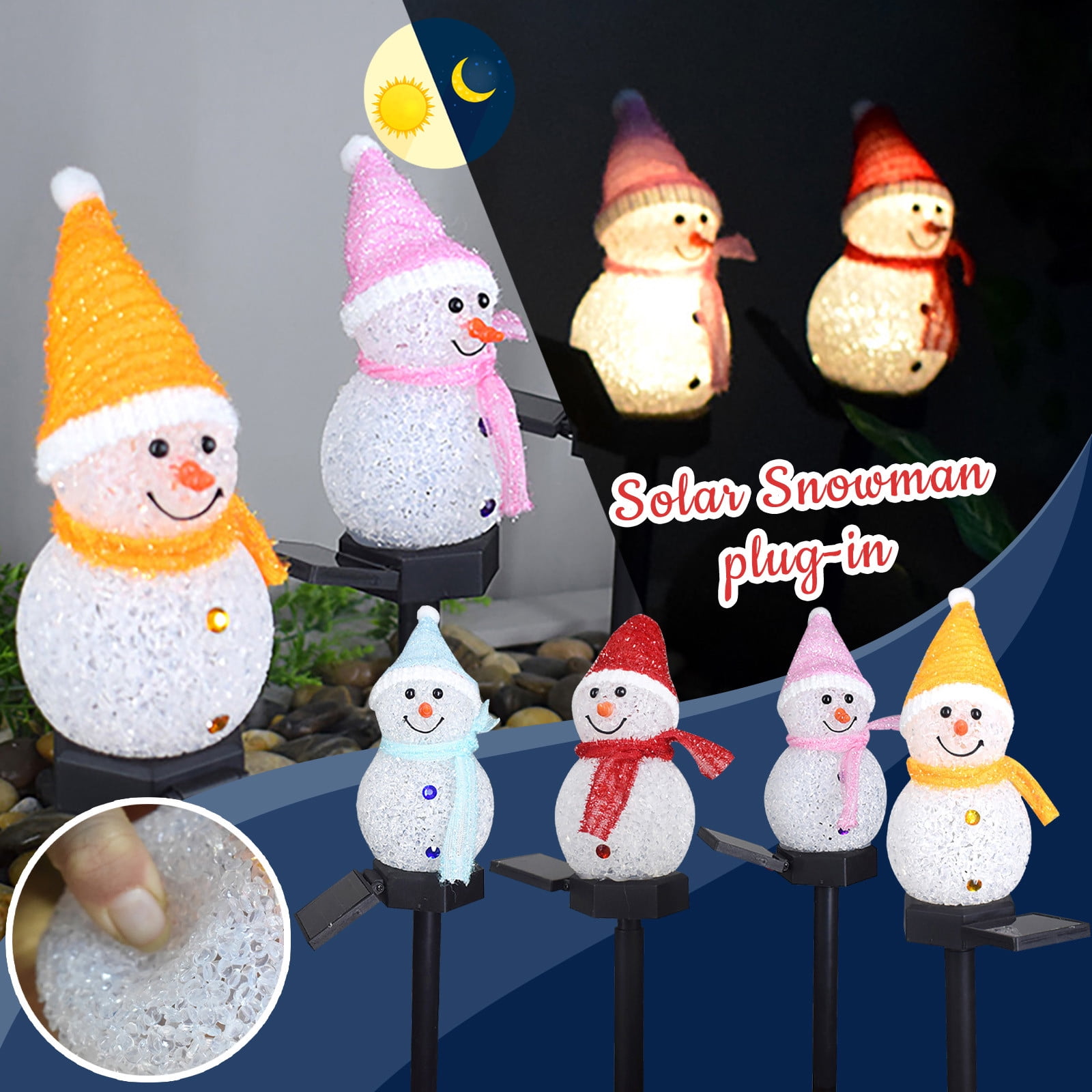 WGOUP Christmas Snowman Decorations Lights With Stakes, Inflatable