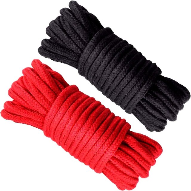 MesaSe Soft Rope Cord Casewin 2Pack Soft Cotton Rope 10 M/33 Feet 8 MM All Purpose Cotton Rope Craft Rope (Red/Black)