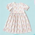 thumbnail image 2 of Zpanxa Girl Dress Girl's Daily A-line Dress Floral Ruffle Short Sleeve Round Neck Casual Dresses Pink 7 Years, 2 of 5