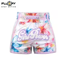 purple, variant on FLUORY Muay Thai Shorts Printing Free Combat Mixed Martial Arts Boxing Training Match Pants Leisure Style Beautiful Flower Print