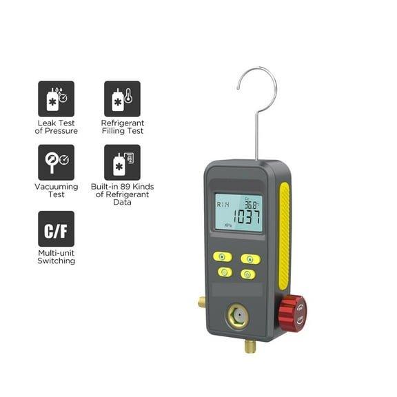 LM110 Digital Refrigeration Manifold Vacuum Pressure Temp Gauge Refrigerant Filling Testing Leak Test HVAC
