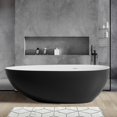 thumbnail image 2 of Rainlex 71" Freestanding Soaking Solid Surface Bathtub in Black and White, 2 of 12