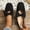 A_ Black, variant on Women's Plus Size Square Toe Bow Knot Closed Toe Flats, Solid Slip On Soft Sole Casual Shoes White 36