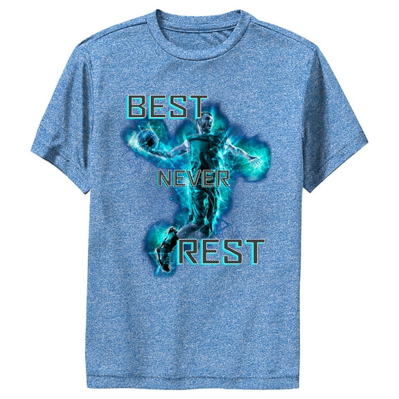 Boy's Lost Gods Best Never Rest Performance Graphic Tee Royal Blue Heather Large