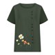 thumbnail image 1 of Tops de Manga Corta de Verano para las Mujeres Cuello Redondo Impreso Botón Superior Camiseta de Imitación Rack, Blusa de Moda Casual para el Uso Diario, 1 of 3