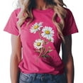 thumbnail image 2 of GEWSEY Women Trendy Tops Sunflower Graphic Loose Summer Tees T-Shirts Blouse (Hot Pink, M), 2 of 6