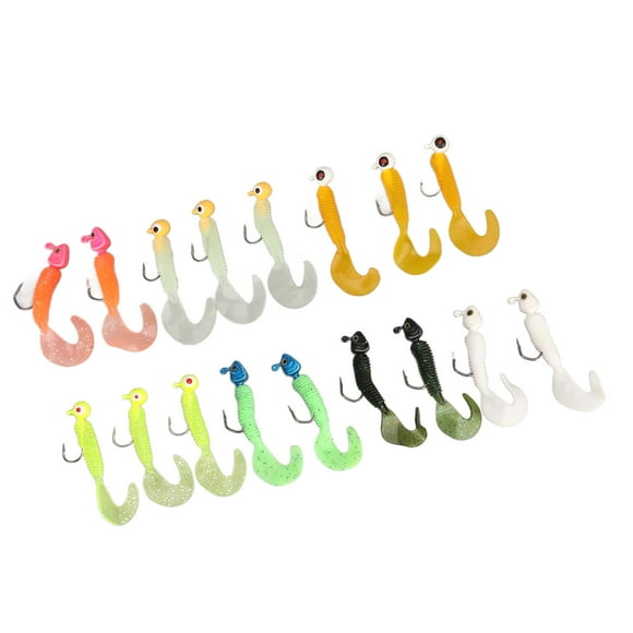 Kit de Señuelos de Pesca de 17 Uds., equipo de cebo suave para pesca con gancho de Metal para agua salada de agua dulce
