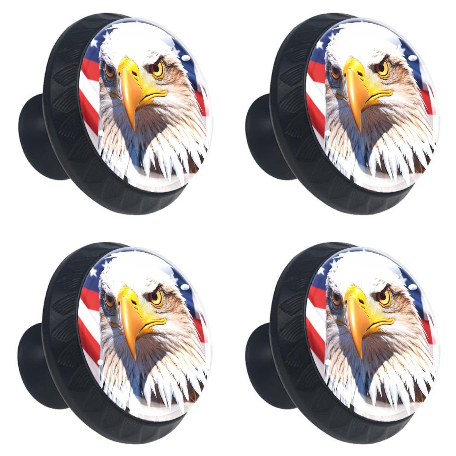 4 Pcs Eagle and American Flag Knobs for Kitchen Cabinet Cupboard Dresser Bookcase Drawer Pulls Handles Round Home Decor