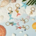 thumbnail image 3 of 1 Box 6Pcs Mermaid Tail Keychain Starfish Keychains Bulk Small Beach Fishtail Sea Shell Resin Alloy Enamel Sparkling Charm Ocean Keychains for Women Girls Gifts Car Key Ring Handbag Backpack, 3 of 5