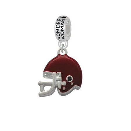 Small Maroon Football Helmet - Wonder Woman Charm Bead