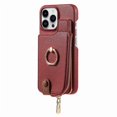 thumbnail image 2 of Y3 For iPhone 16 Pro Case Card Holder Kickstand Leather+TPU Phone Cover with Zipper Pocket - Grey, 2 of 5
