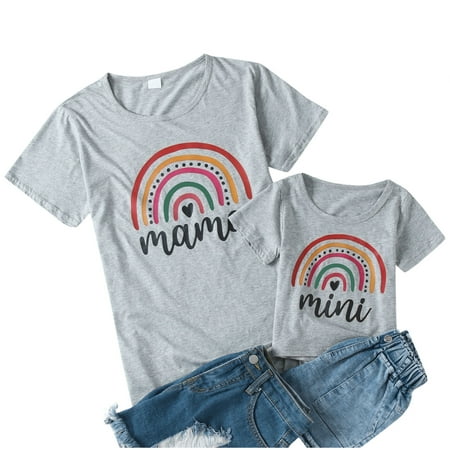 

Fsqjgq and Checke Pajamas Family Outfits and Shirt Sleeve Tops Me Casual for Women Clothes Family Tee Summer T Short Rainbow Blouse Matching Mommy Christmas Pajamas for Family Plaid Flannel Grey S