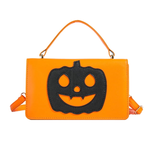 Sac à Main Citrouille d'Halloween Orange, Sac à Bandoulière en Faux Cuir Suédé, Sangle Réglable, Intérieur Compact, Multiples Compartiments, Design Portable, 1 Pce 0.62 Lb