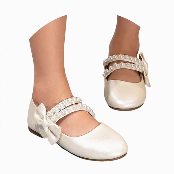 KPOPLK Princess Shoes Toddler Dress Shoes for Girls with Low Heels - Comfortable & Stylish Size 3,Beige