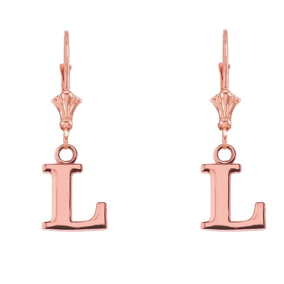INITIAL EARRINGS IN 14K ROSE GOLD - L