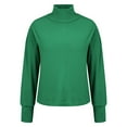 thumbnail image 6 of Women's Fashion Hoodies & Sweatshirts Comdrip Ladies' Autumn and Winter Fashionable Casual Solid Color High Neck Long Sleeved Versatile Pure Cotton Sweatshirt Womens Crewneck Sweatshirt Green S, 6 of 6