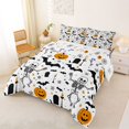 thumbnail image 2 of Homewish Classic Halloween Skeleton Full Size Comforter Sets,Bat Pumpkin Pattern Bedding Comforter Set,White Orange Black,Halloween Reversible,3pcs,1 Comforter and 2 Pillowcases, 2 of 7