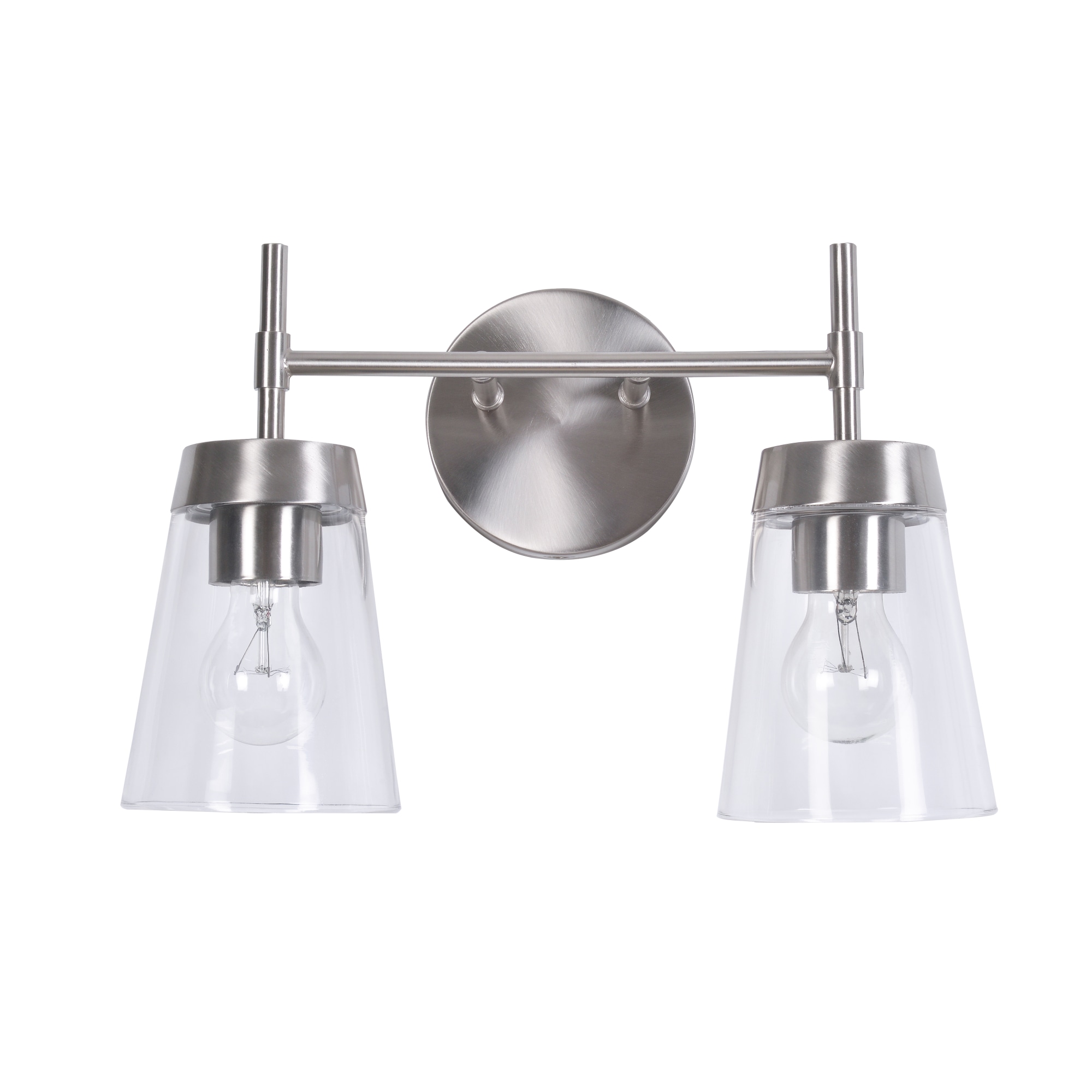 Kenroy Home Delgado 15'' Vanity Light 2-Light Wall Light Fixture Transitional Table Light Fixture for Bathroom, Hallway, or Office, Brushed Steel
