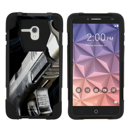 Alcatel One Touch Fierce XL 5054N Shock Fusion Heavy Duty Dual Layer Kickstand Case -  Close Up