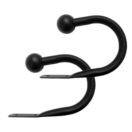 - Chicology Holdbacks, Curtain & Drapery Rod Tie Backs & Hardware, Essential Black (100% Steel) - Set of 2