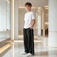 thumbnail image 2 of JFTTX Boys' Baggy Sweatpants Open Bottom Straight Leg Sweatpants for Boys Elastic Waist Drawstring Casual Sweat Pants with Pockets, 2 of 6