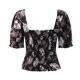 thumbnail image 3 of Gibobby Blusa de Trabajo de Manga Corta Camiseta manga corta ajustada con cuello cuadrado y estampado moda informal para mujer(Negro,M), 3 of 5