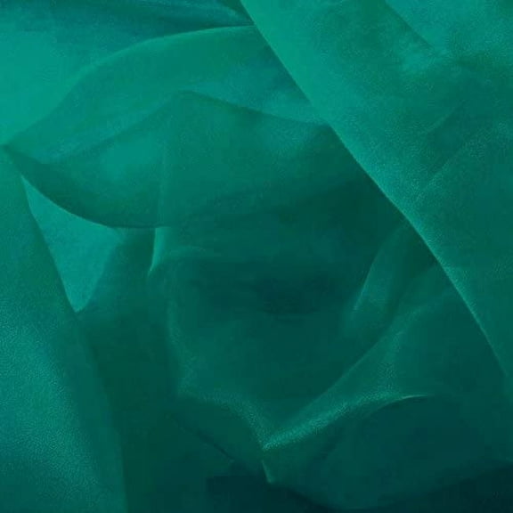 DECORATIVE SILK INC. Sparkle Crystal Sheer Organza Fabric Shiny 60" inch wide by the yard (Hunter Green)