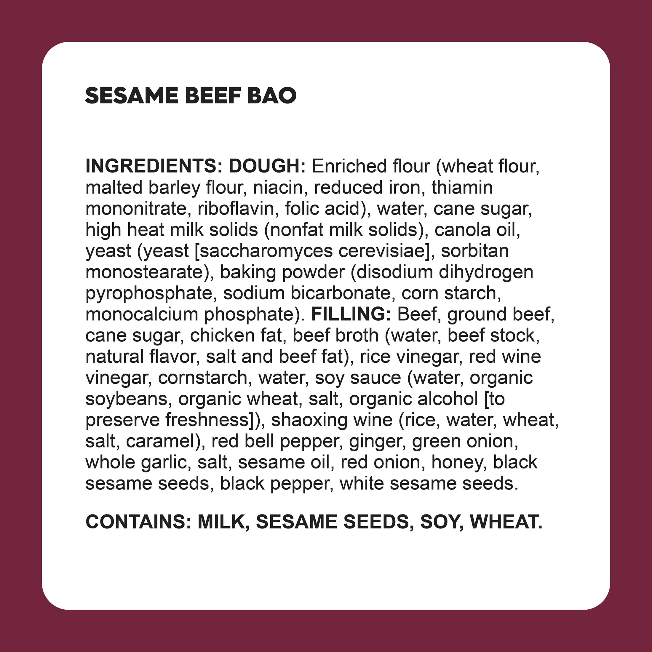 Wow Bao Sesame Beef Bao, 4 Pack, Frozen