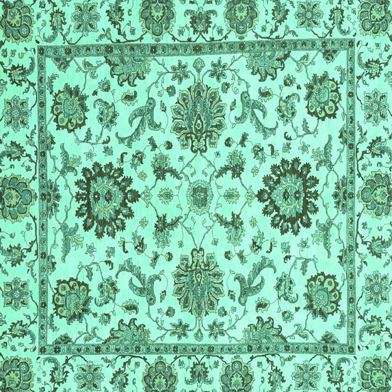 Ahgly Company Indoor Square Abstract Turquoise Blue Modern Area Rugs, 5' Square