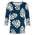 thumbnail image 5 of BiZtdJrK 3/4 Length Sleeve Womens Tops Crewneck Summer Shirts Casual Elbow Length Three Quarters Sleeve Tunic Top Ladies Blouses Navy XXXXXL, 5 of 6