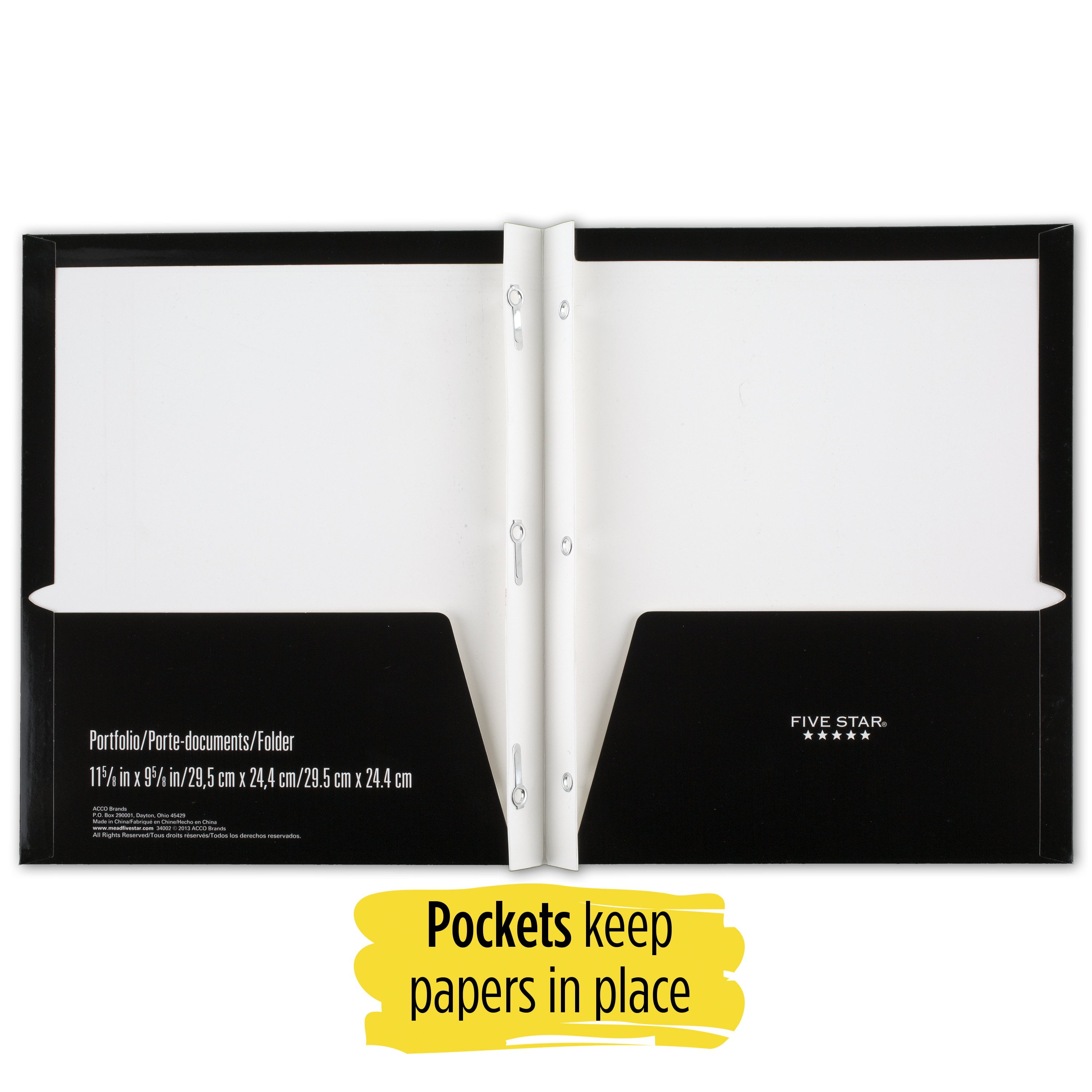 Five Star Pocket and Prong Paper Folder, Black (34675)