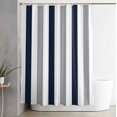 thumbnail image 2 of Shower Curtains for Bathroom-66"x72",Minimalist Gray Navy Blue Stripe Waterproof Bath Curtain Grommet Shower Curtain Set with Hooks,Modern Contrast Color Block Washable Bath Accessories, 2 of 7
