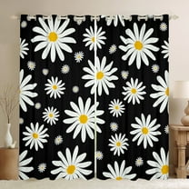 jejeloiu Kawaii Flowers Blossom Black Out Curtains,Cartoon Floral Curtains Pack of 2 (42x63 Each),White Cute Daisy Bedroom Curtains For Girls Teens,Luxury Bedroom Decor
